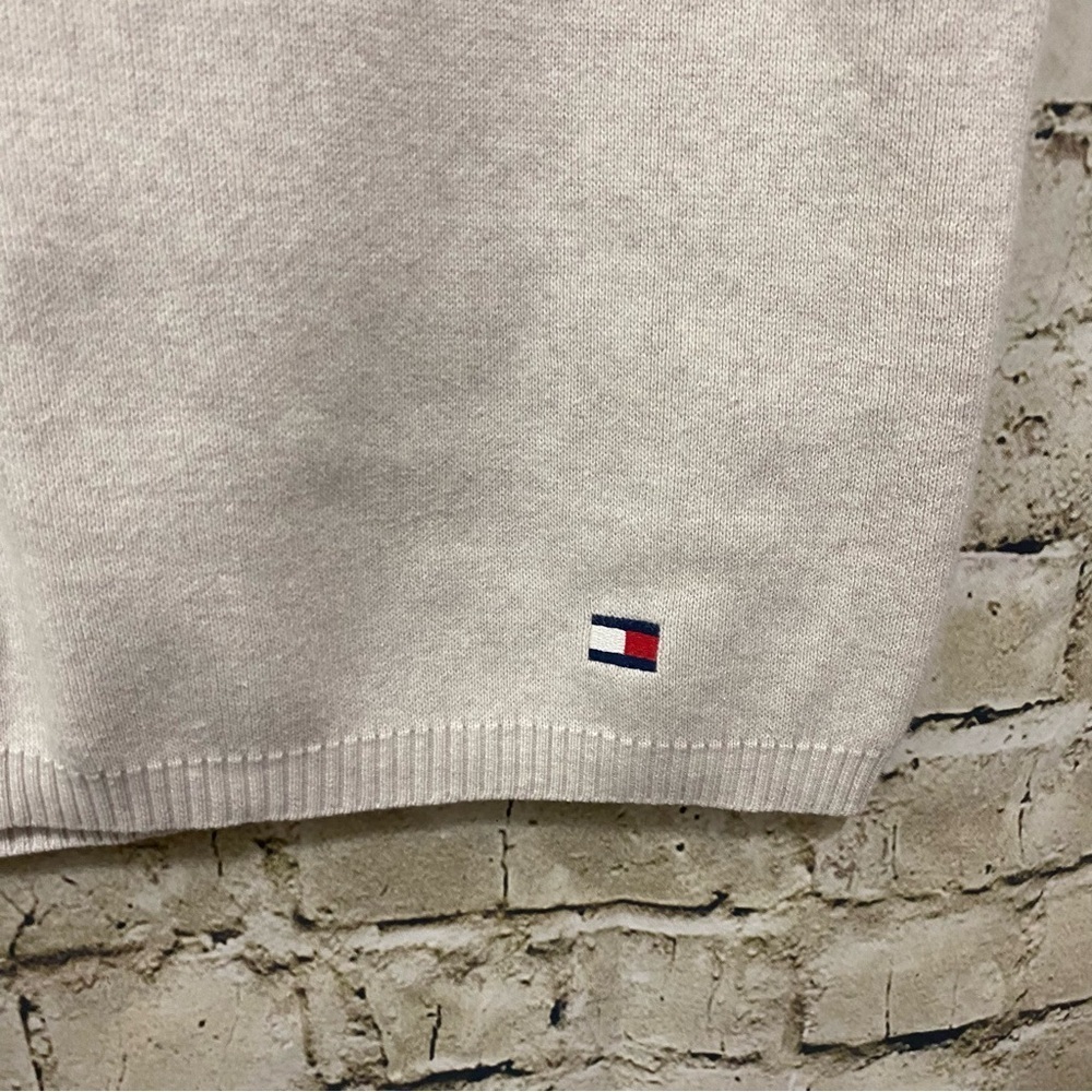 Tommy Hilfiger Beige Gray Cotton Heavy V Neck Sweater Vest - Picture 4 of 5